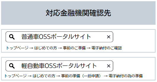 自動車OSSの対応金融機関確認先